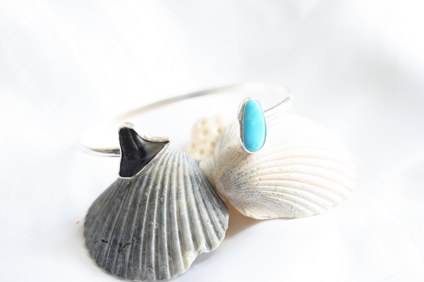 Turquoise and Shark Tooth Cuff