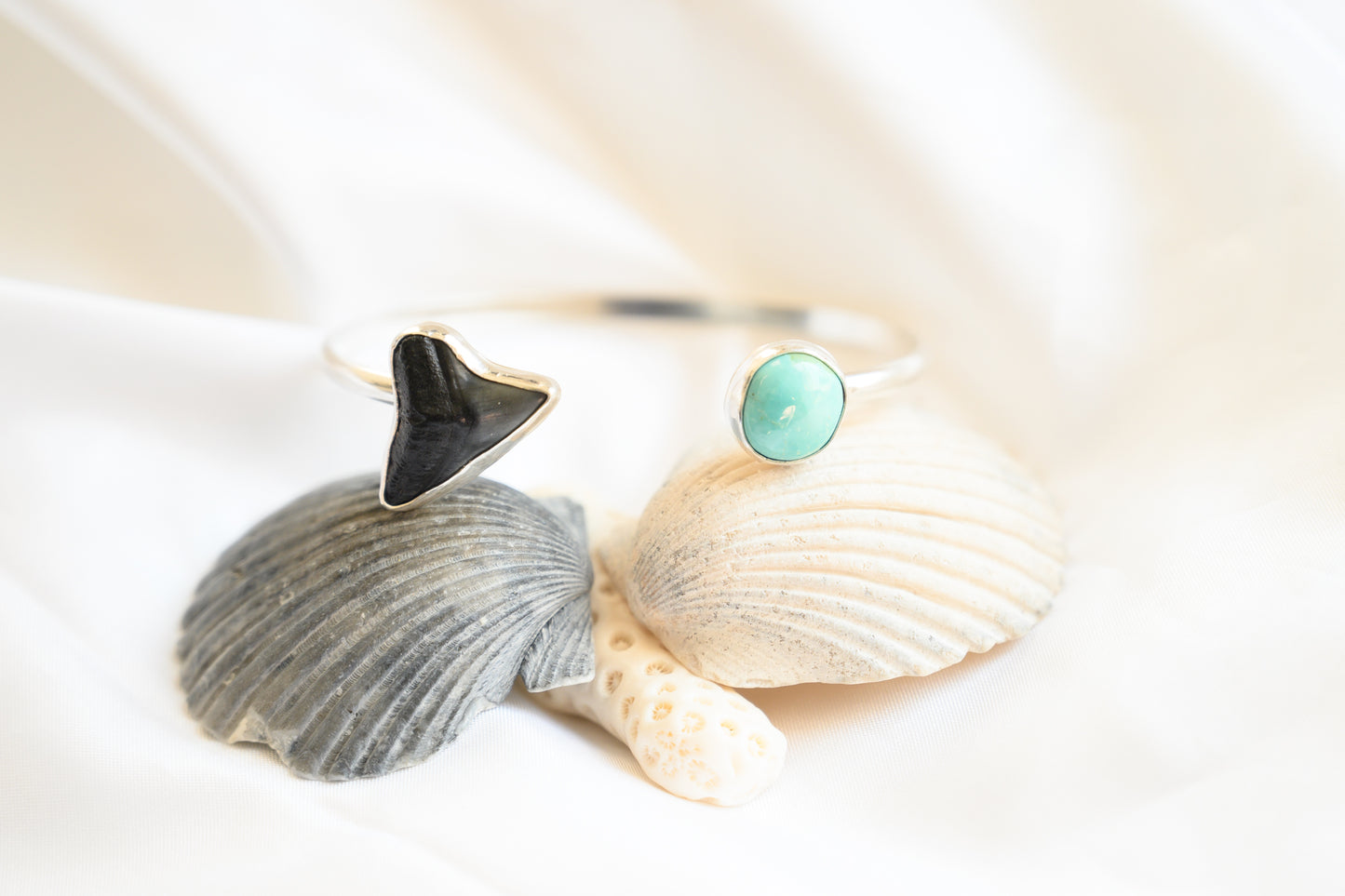 Turquoise and Shark Tooth Cuff